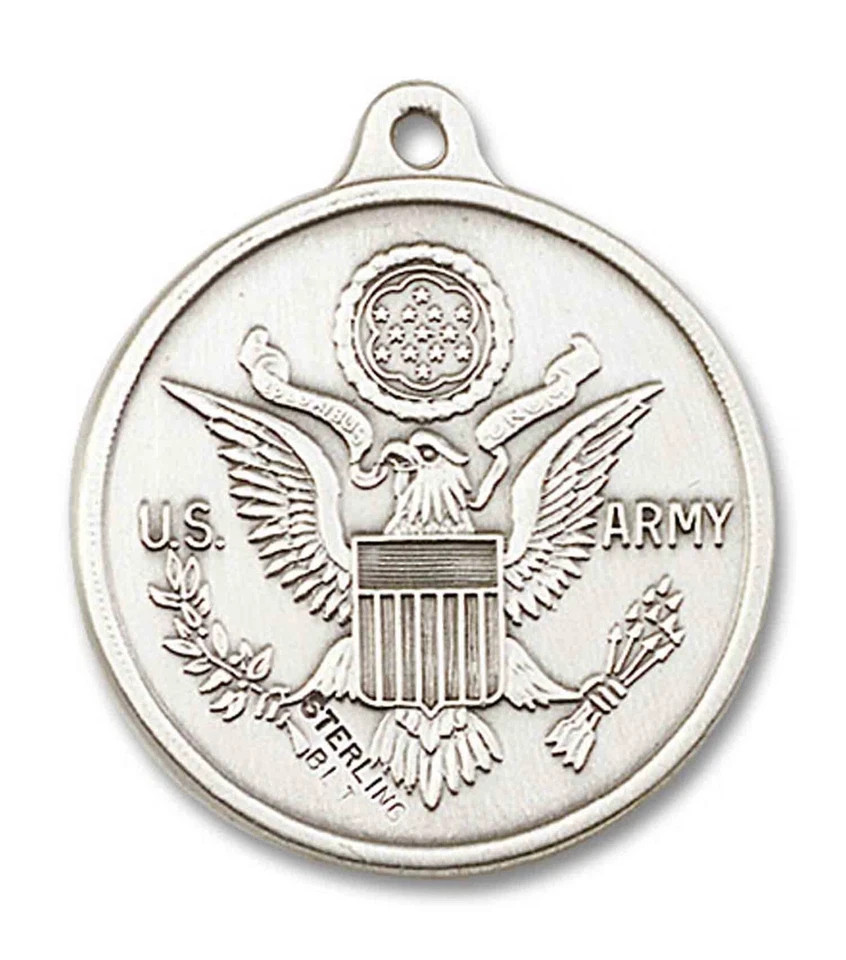 Mens Sterling Silver St Saint Christopher Medal Pendant Necklace Army With Chain