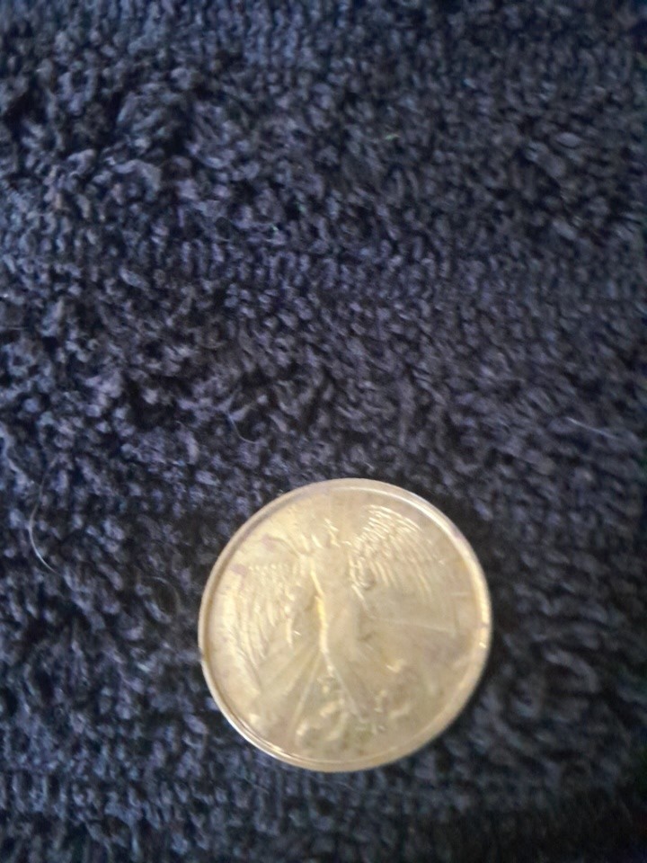 Vintage Gold Toned Guardian Angel Medal Double Sided Religious Coin