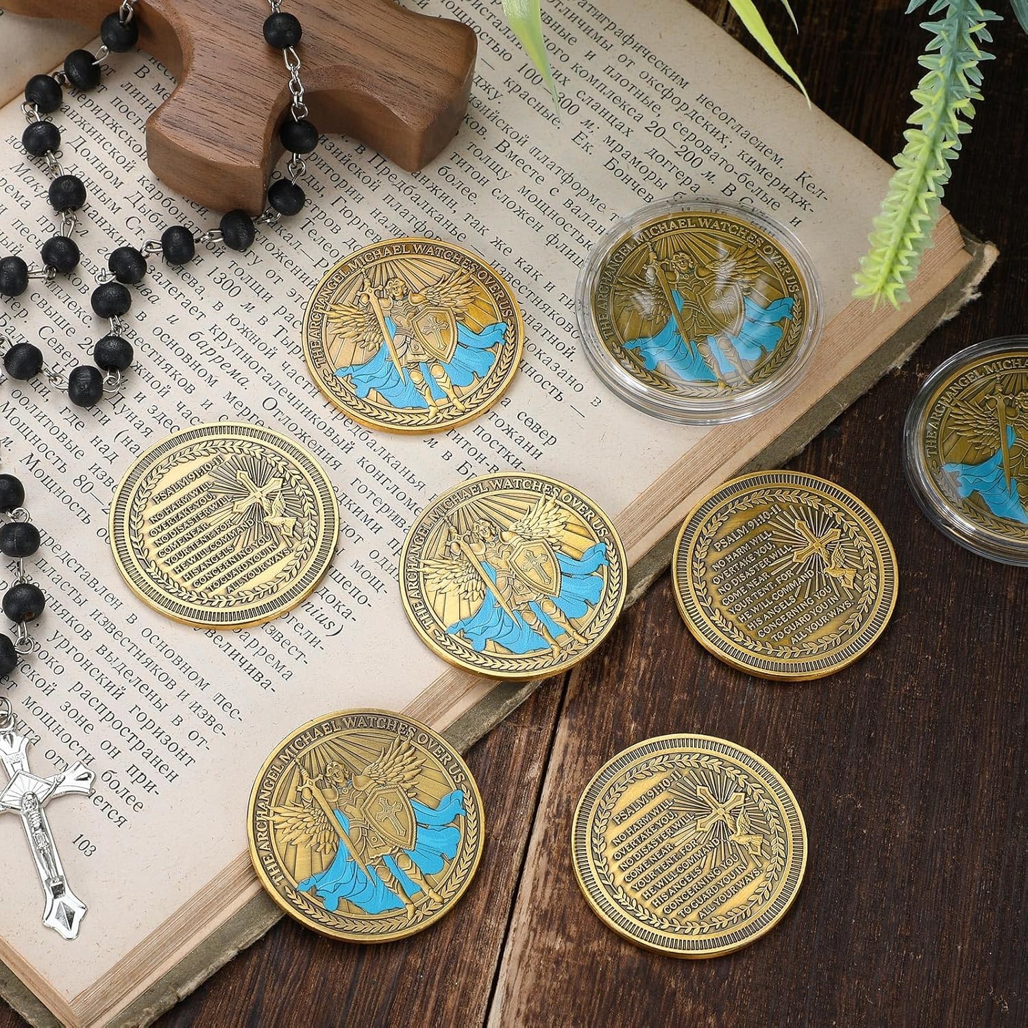 10 Pcs The Archangel Michael Coins Christian Religious Coin Bulk Pocket Prayer T