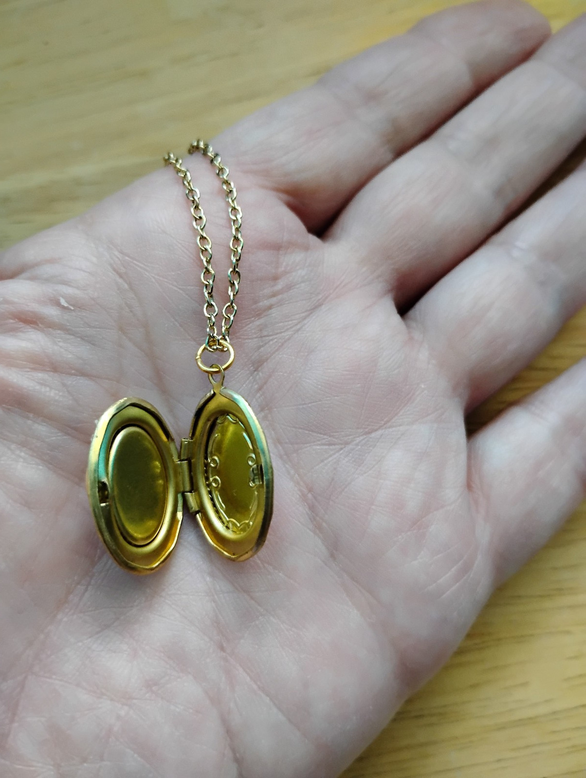 Gold Our Lady of Fatima Medal Locket Pendant necklace 14K gold plated chain