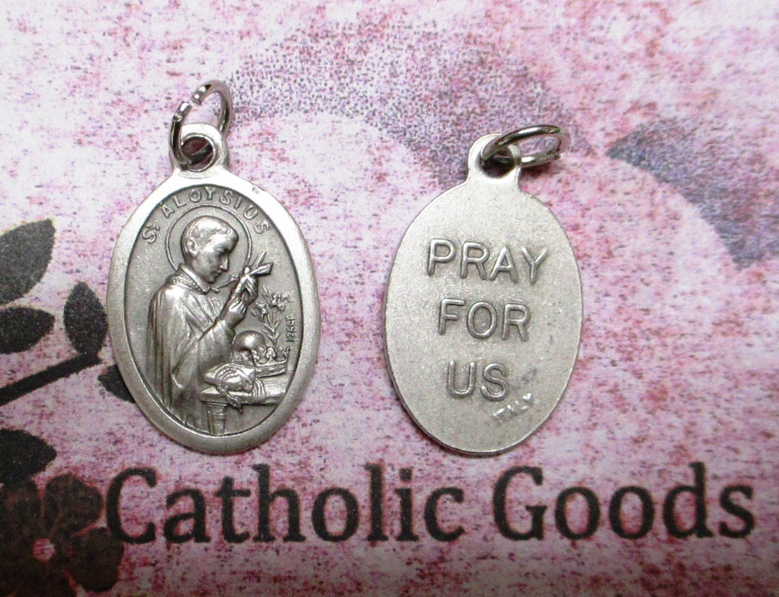 Saint St. Aloysius – Pray for Us – Ox Silver Tone Italian 1 inch Medal