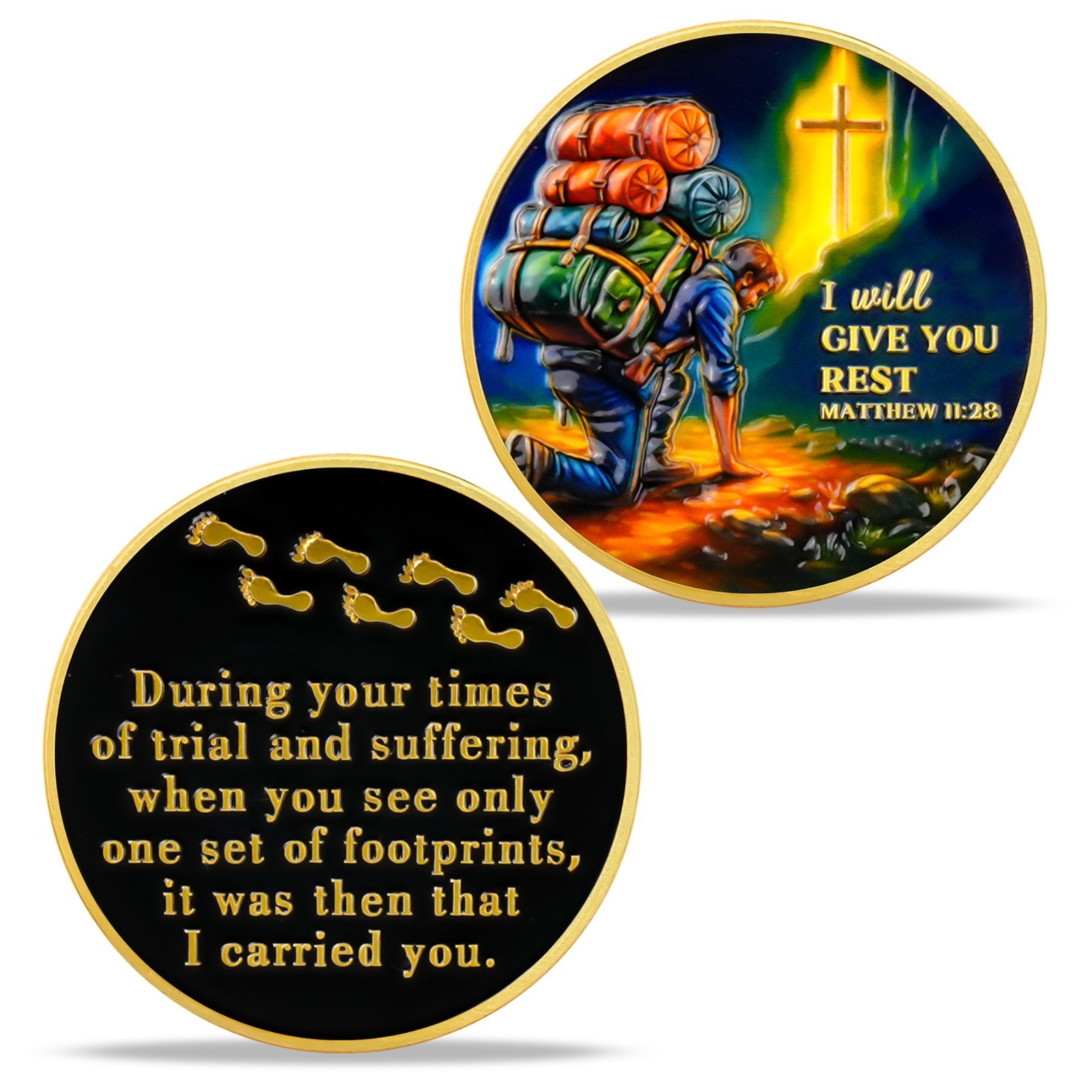 5pcs Christian Challenge Coin – I Will Give You Rest – Matthew 11:28 Verse Coin