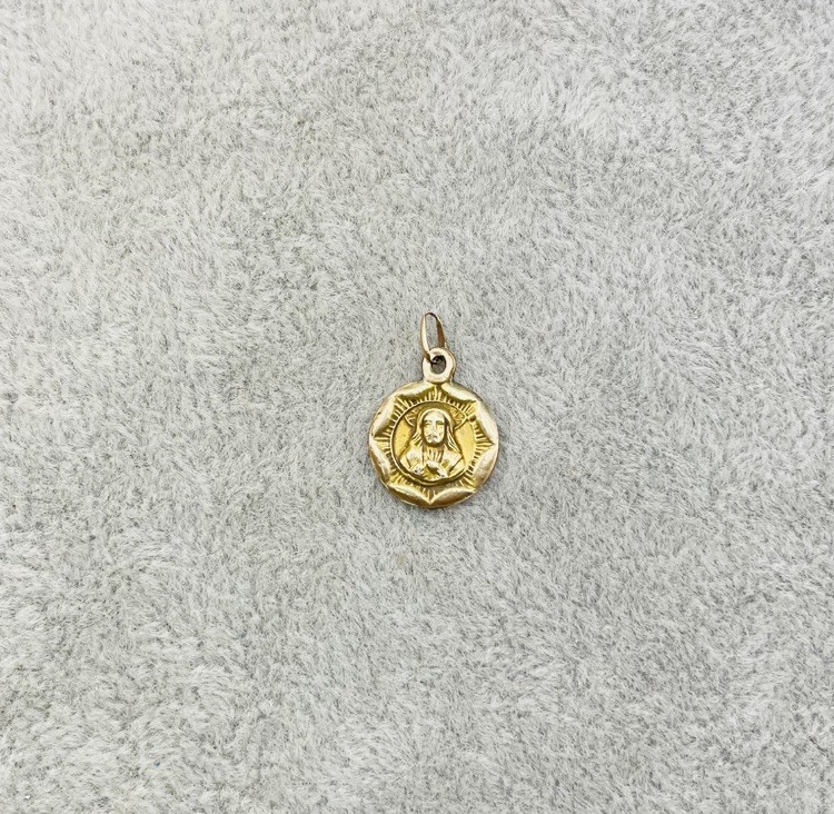 Vintage 10K Yellow Gold Our Lady of Guadalupe Scapular Medal