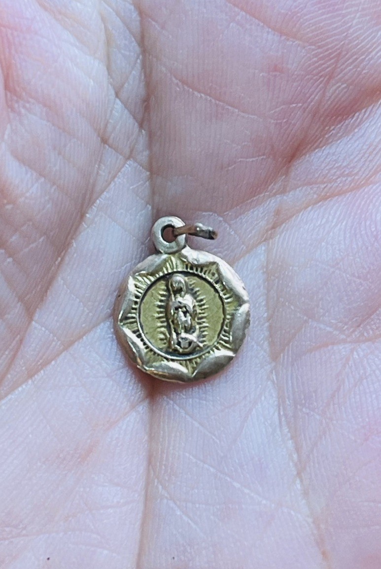 Vintage 10K Yellow Gold Our Lady of Guadalupe Scapular Medal