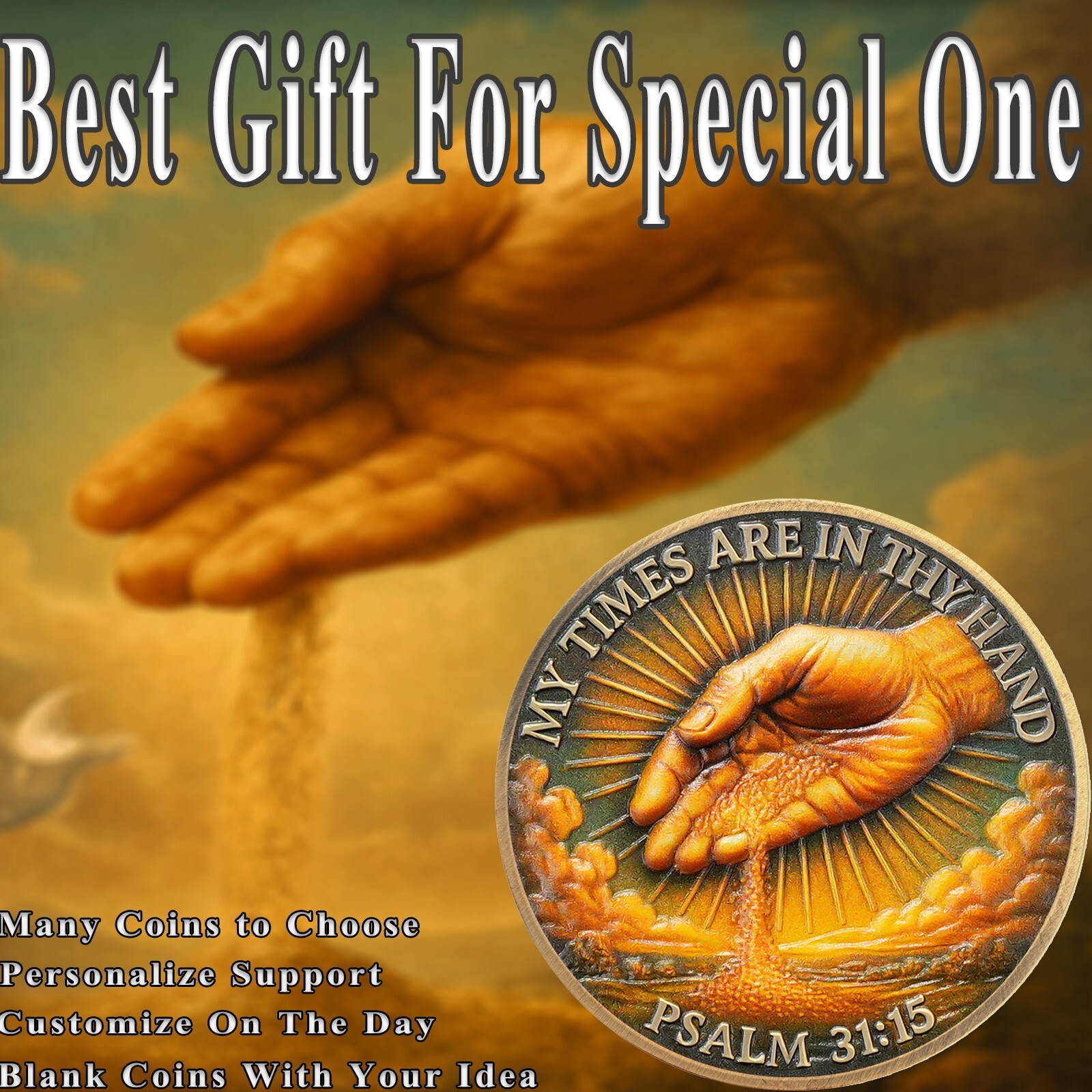 6pcs God’s Guidance Christian Faith Coin Psalm 31:15 Verse Religious Collectible
