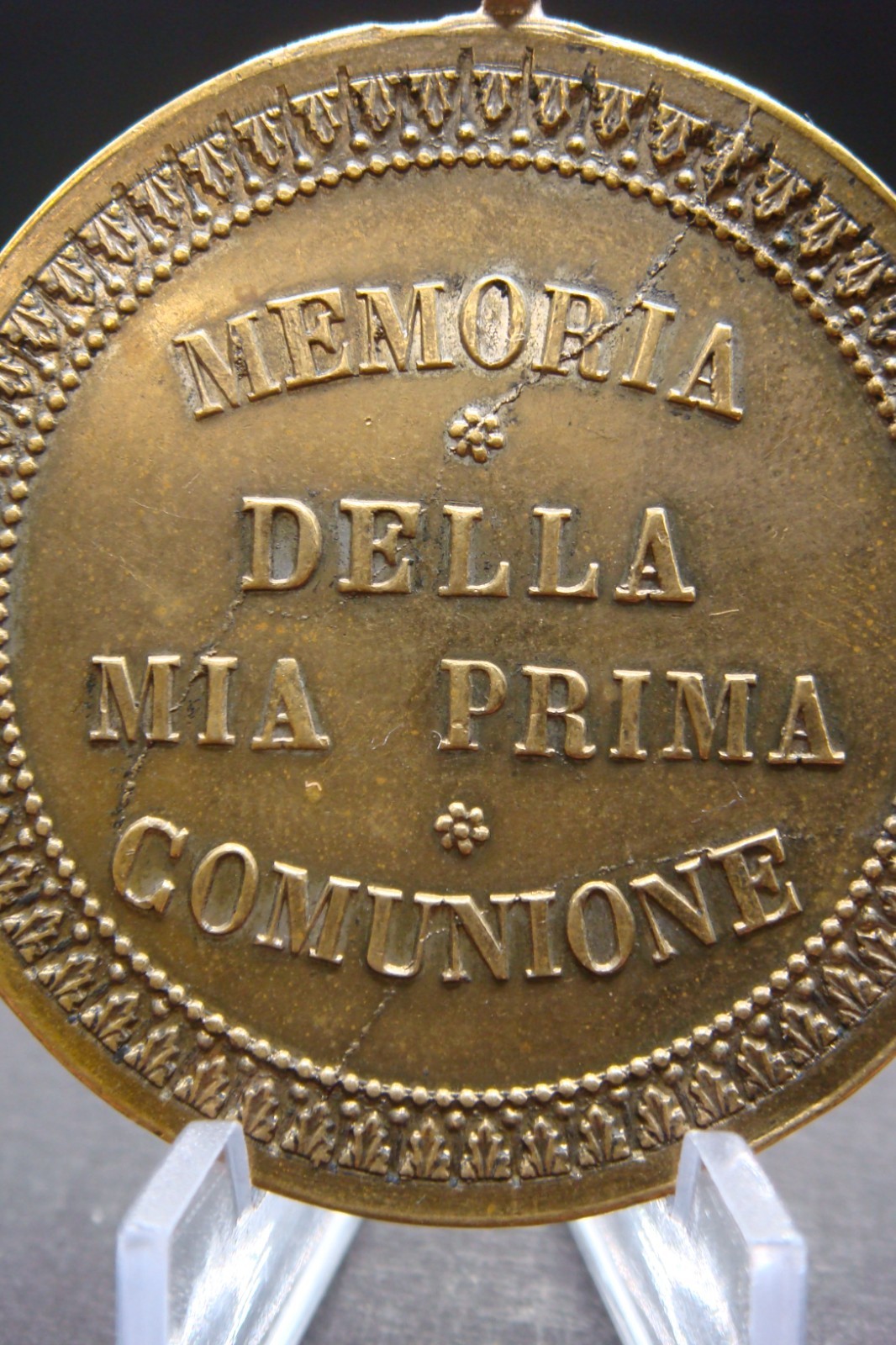 Rare Antique Italian First Holy Communion Commemorative Medal St. Aloysius