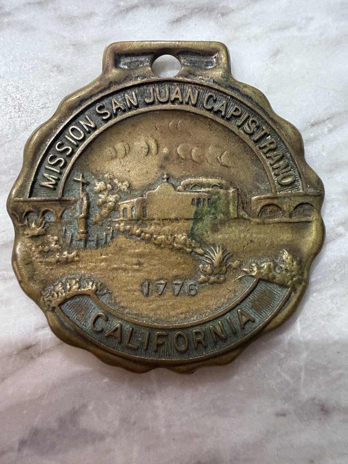 Vintage St Christopher Medal Pendant San Juan Capistrano Mission Medal