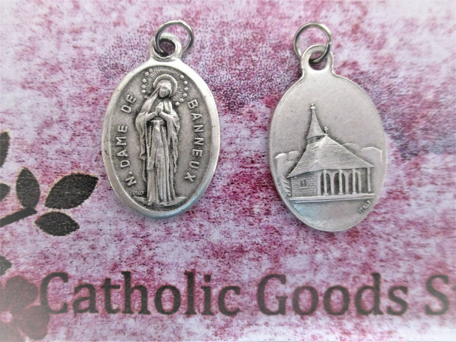 Our Lady of Banneux – Italian Silver Tone Cast OX 1″ Medal