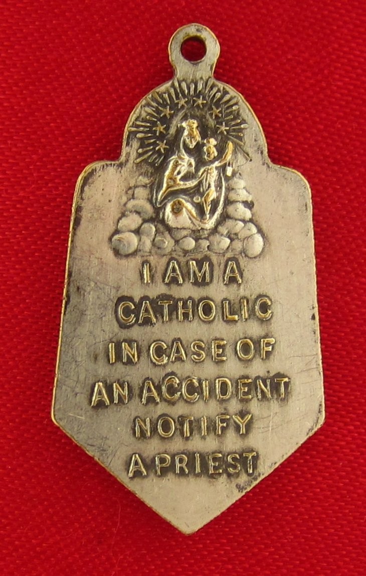 Vintage JESUS Medal SAINT CHRISTOPHER Religious Catholic Two Way Medal ACCIDENT