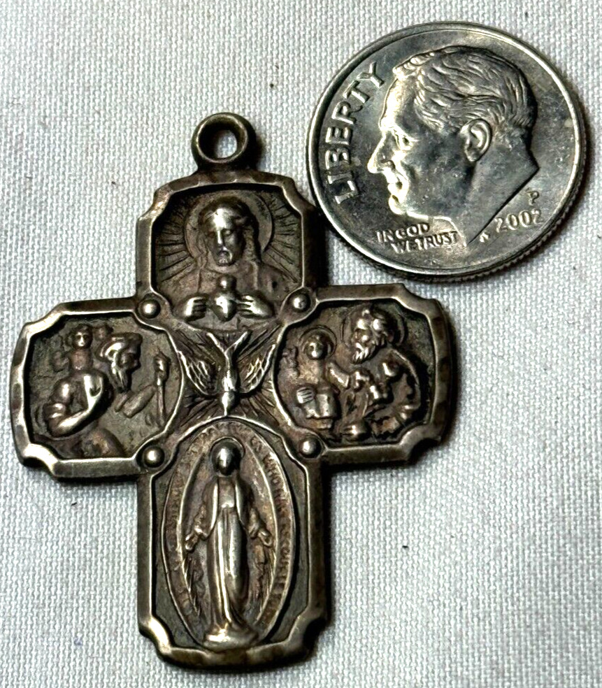 VINTAGE 1960’S BL1 STERLING SILVER 5 WAY MULTI MEDAL CROSS PENDANT -FREE SHIP