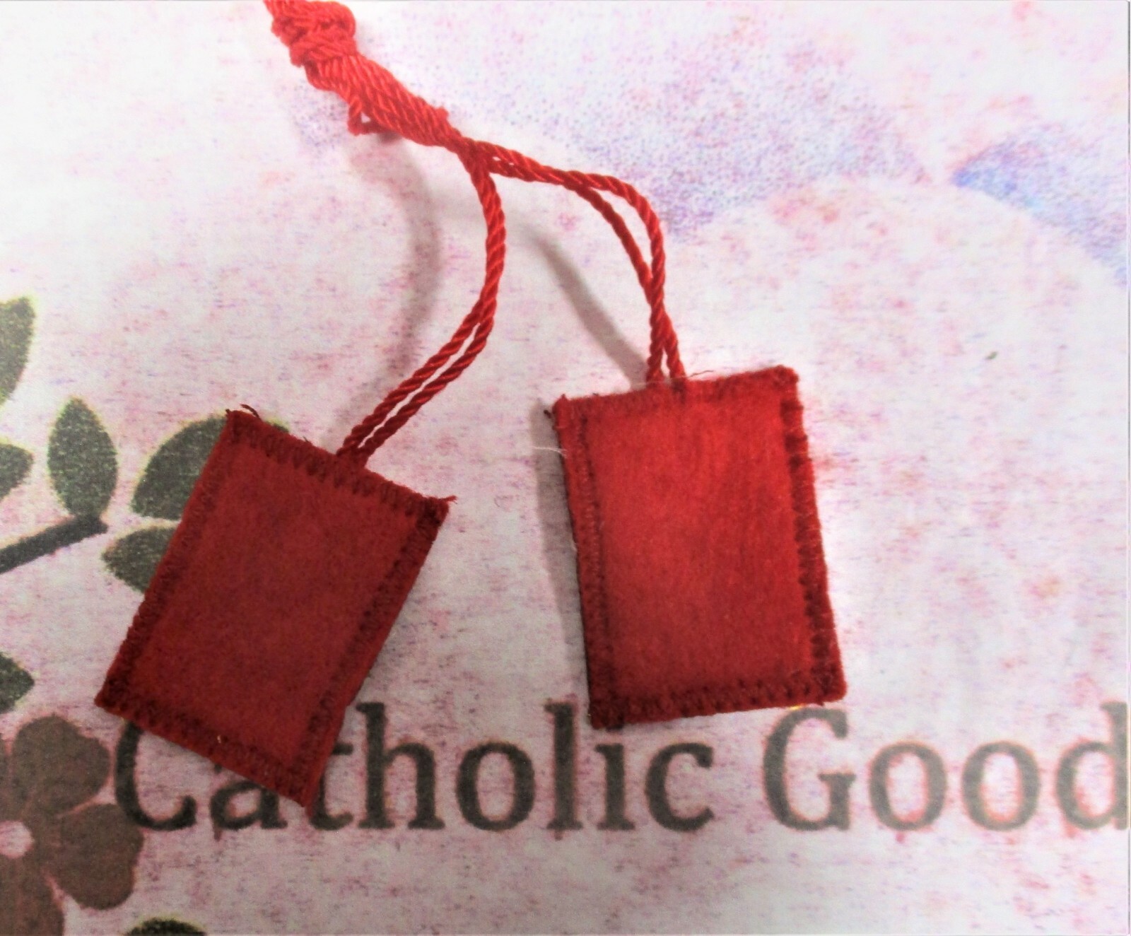 1 3/8″ x 7/8″ Red Saint Michael + Our Lady of Guadalupe Scapular