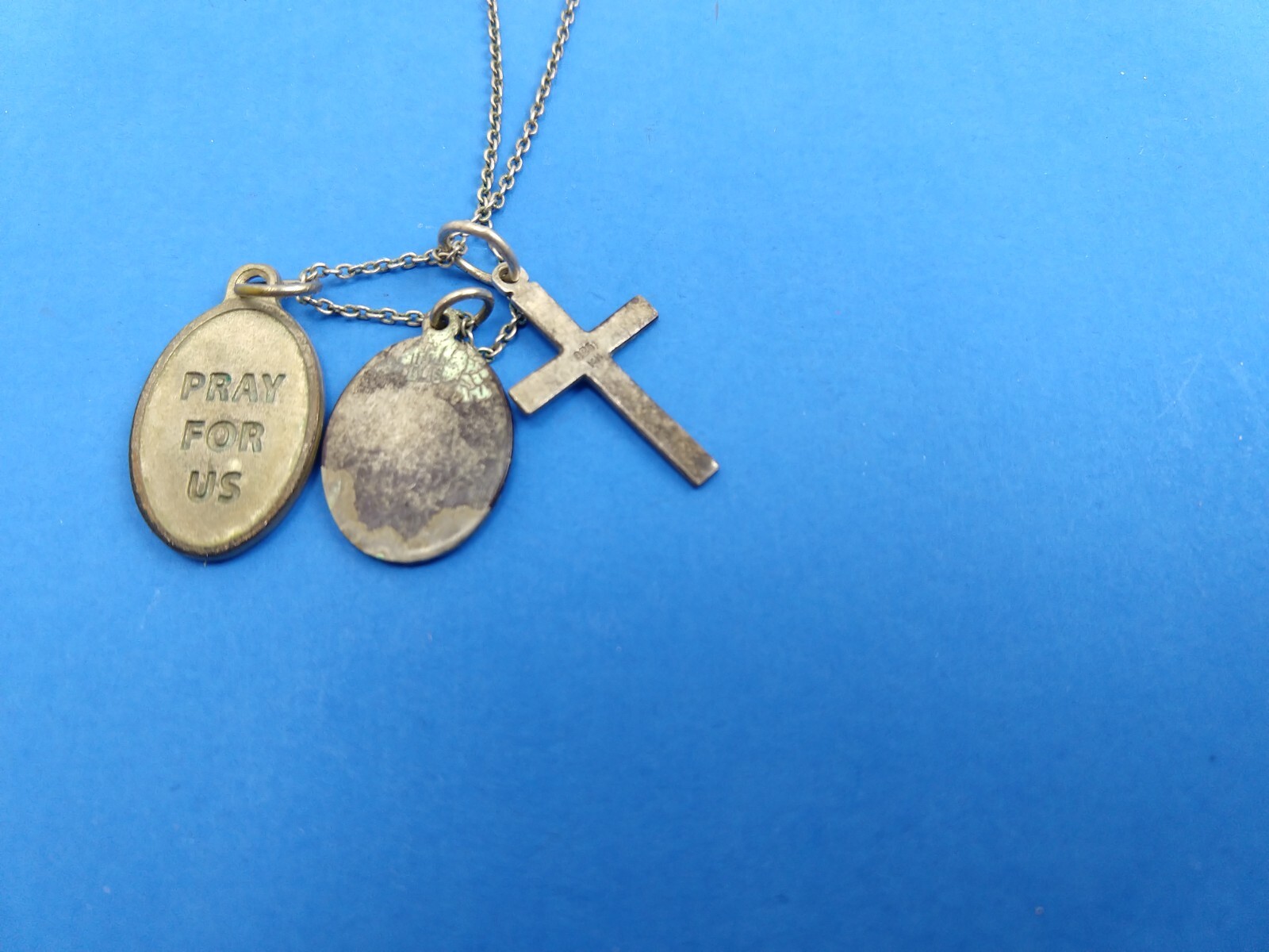 Bliss Sterling Silver Catholic Cross Necklace St Jude Pray for Us Guardian Angel