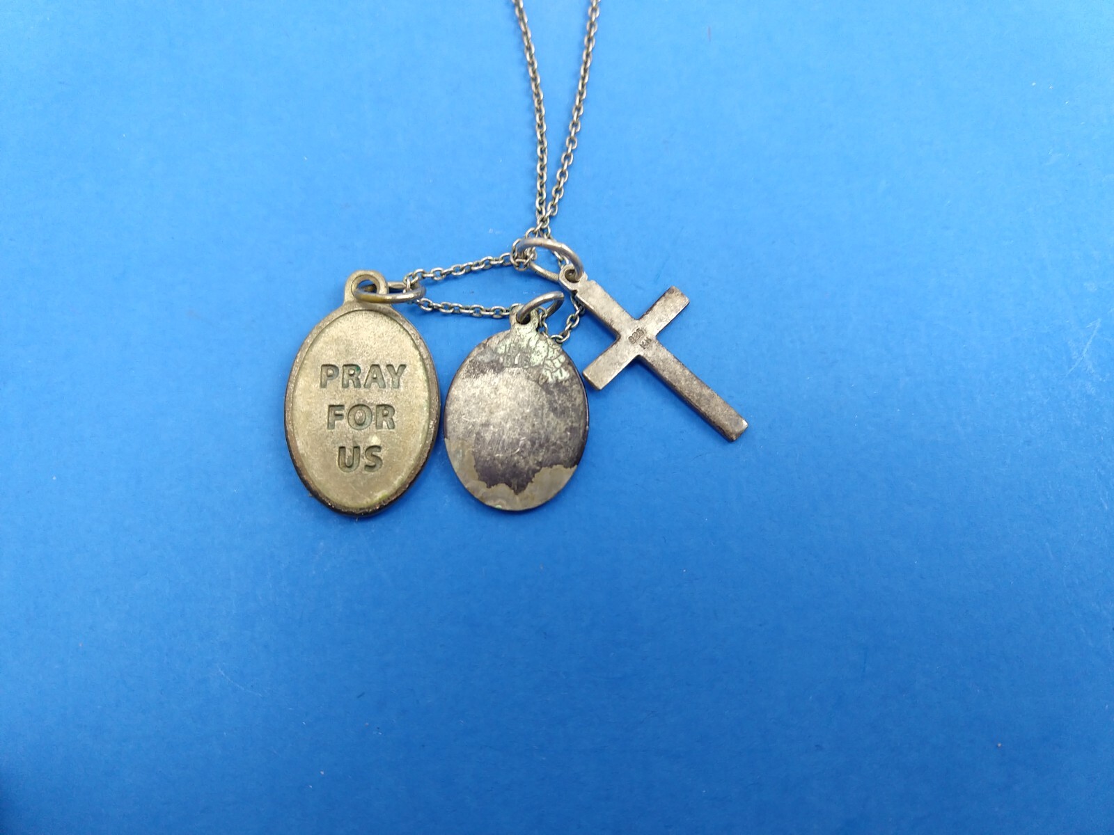 Bliss Sterling Silver Catholic Cross Necklace St Jude Pray for Us Guardian Angel