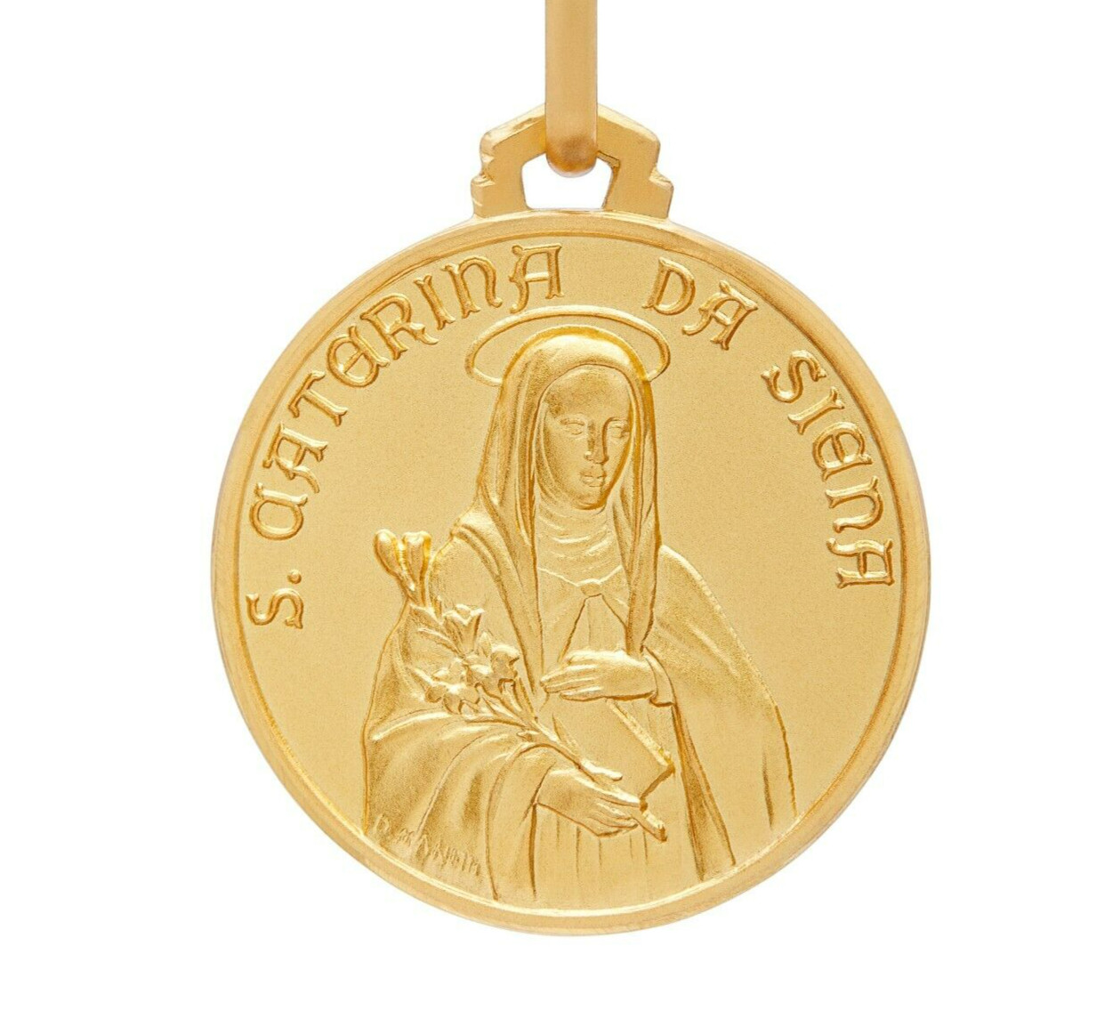 18k Gold Medal St Saint Catherine of Siena Pendant Religious Vatican By the Pope