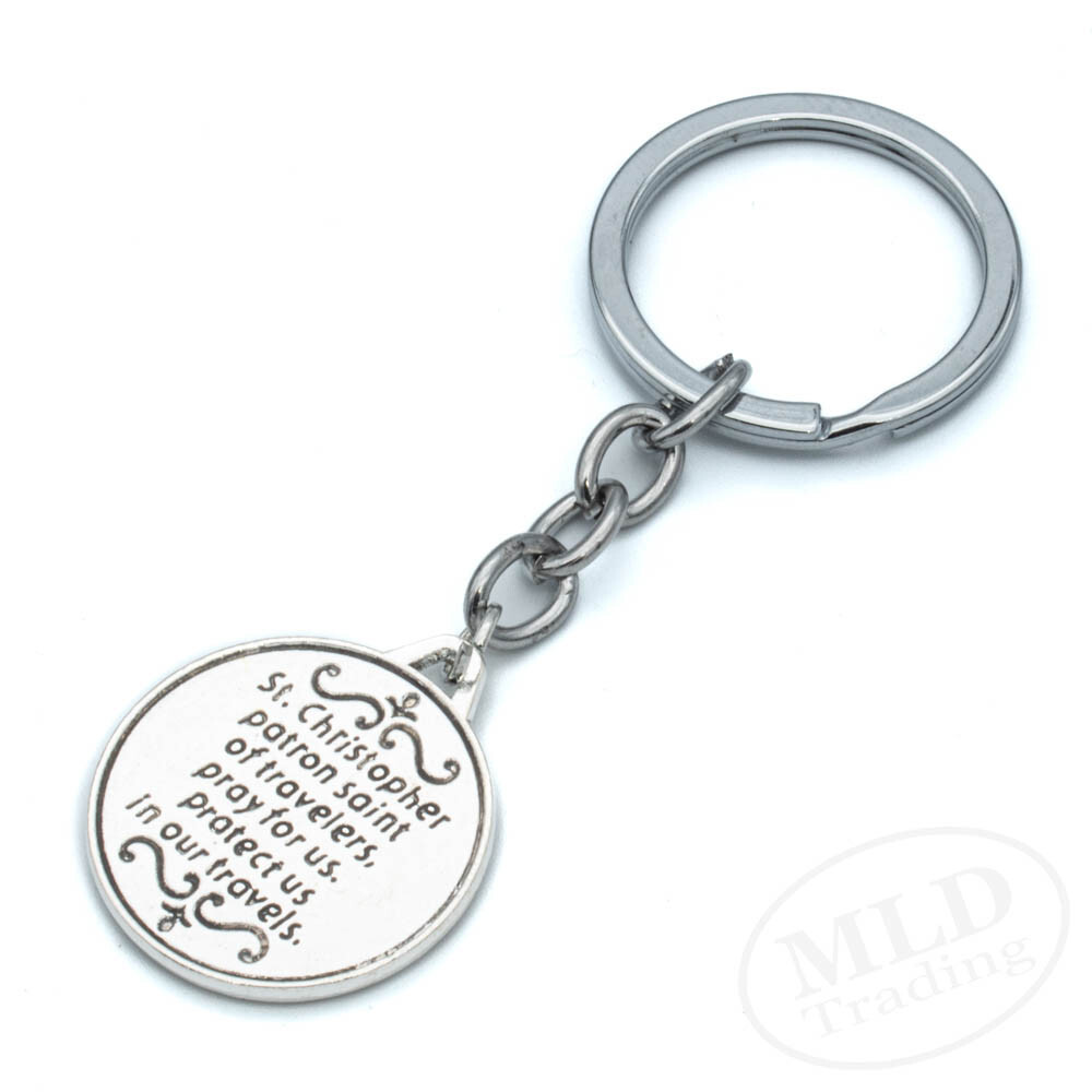St Christopher Medal Patron Saint Of Travelers Prayer Pendant Key Chain Gift