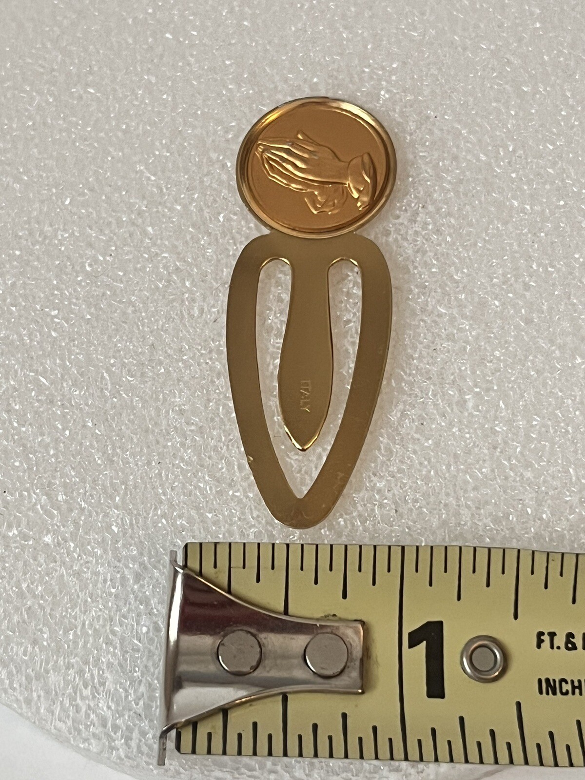 Vintage Hands Of Jesus Gold Toned Metal Bookmark Italy