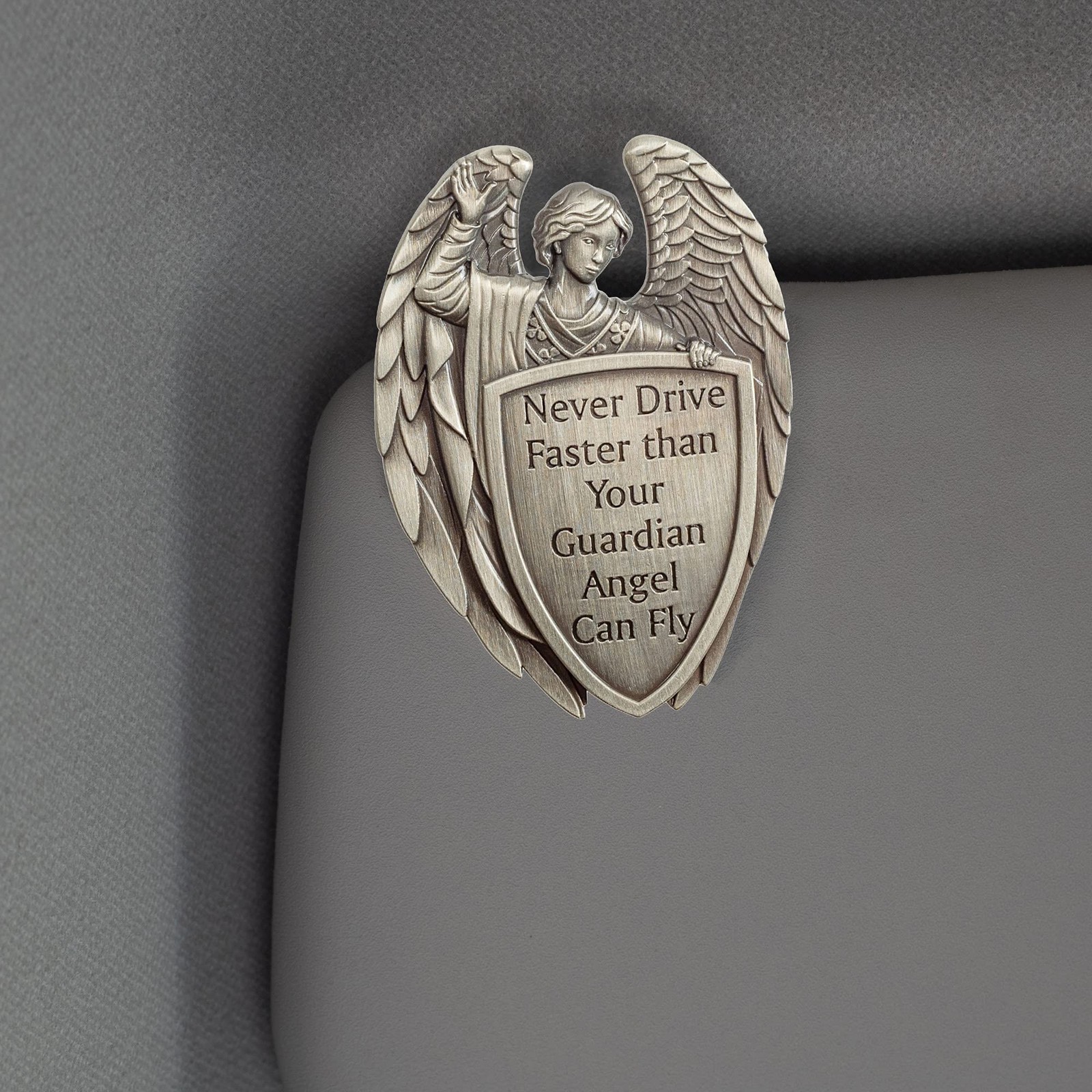 Dicksons Male Guardian Angel Silver Tone 2.5 Inch Zinc Alloy Metal Auto Visor…