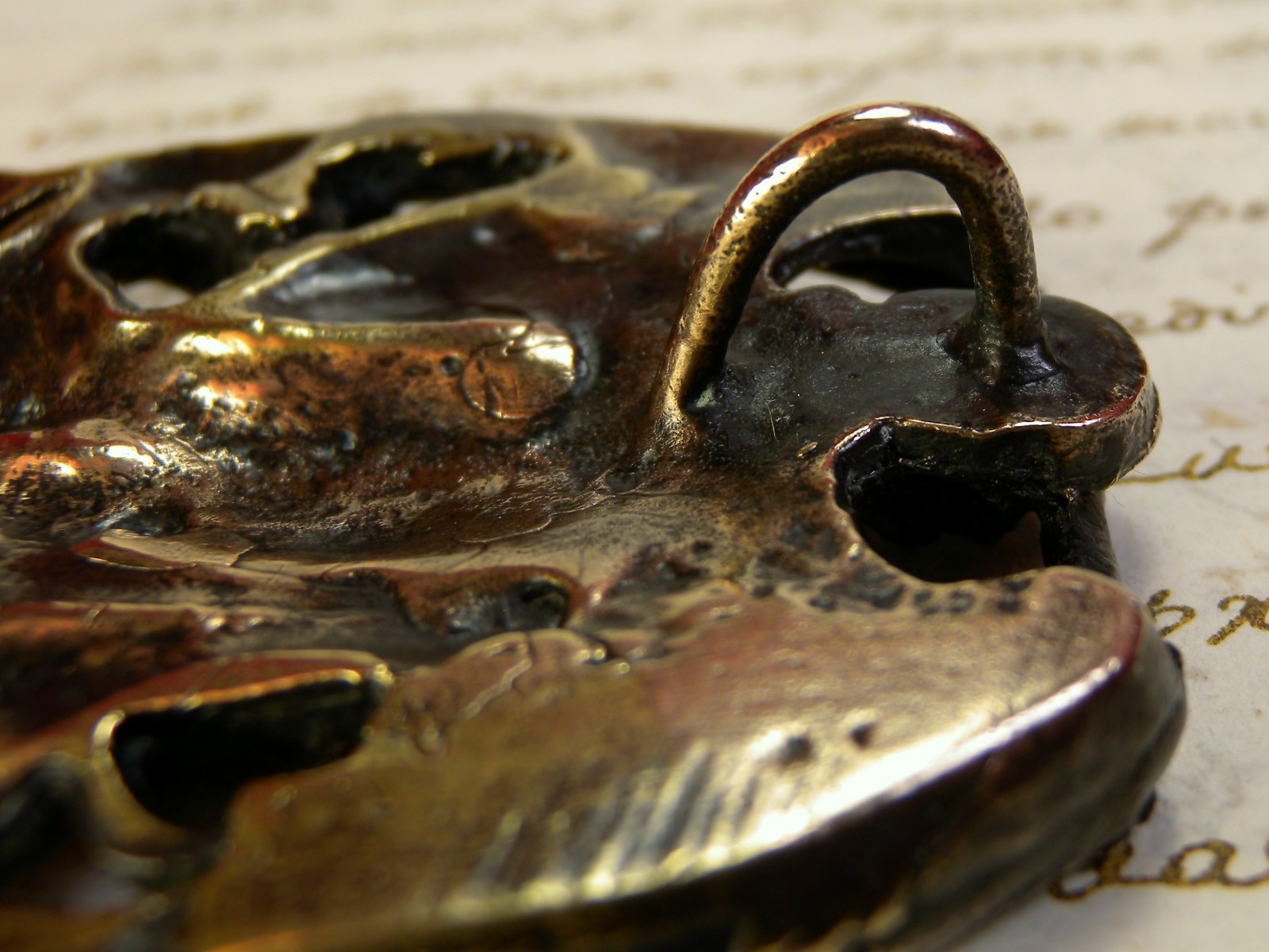 Cardinals Antique Catholic St. Michael Archangel Abbey Pilgrimage Bronze Pendant
