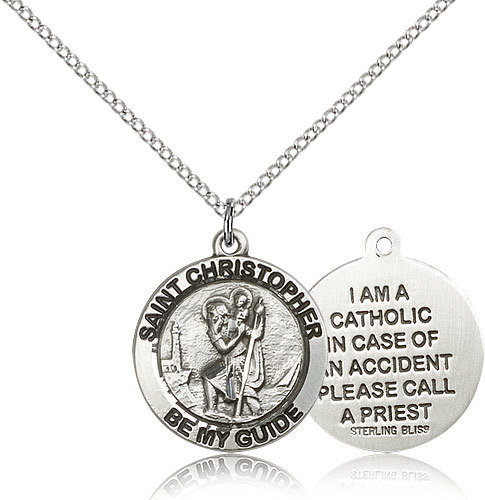 Saint Christopher Medal For Women – .925 Sterling Silver Necklace On 18 Chai…