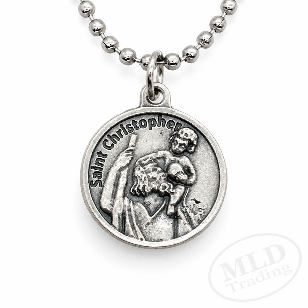 Saint St Christopher Medal Prayer Pendant Necklace Made in Italy 24″ Chain