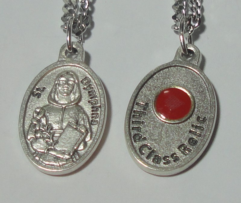 St Dymphna Relic Holy Medal on 24″ Chain Psychiatrists & Mental & Nerve Diseases