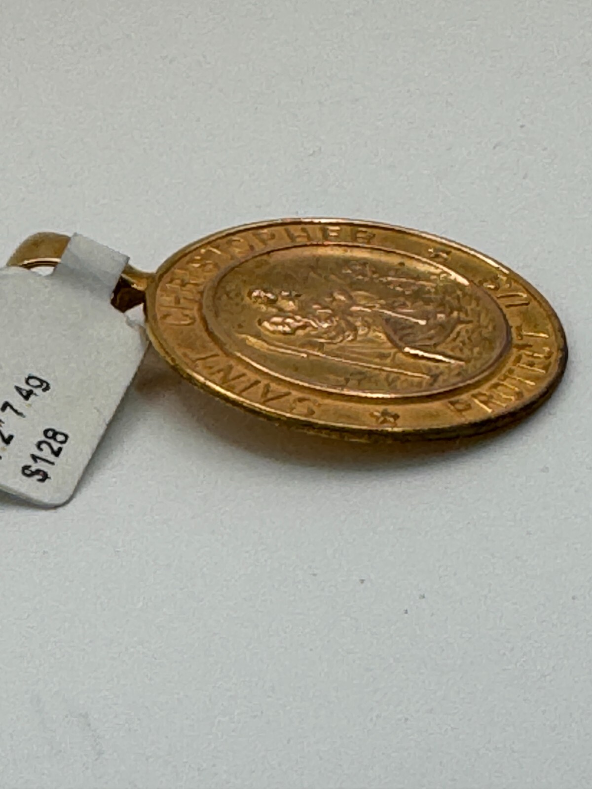 St Christopher 1.2″ Protect Us Medal Shiny Gold Plated over Sterling Silver