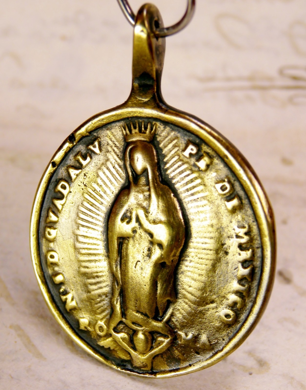 ANTIQUE 18TH CENTURY CATHOLIC ST. HELEN GUADALUPE SHRINE PILGRIMAGE BRONZE MEDAL