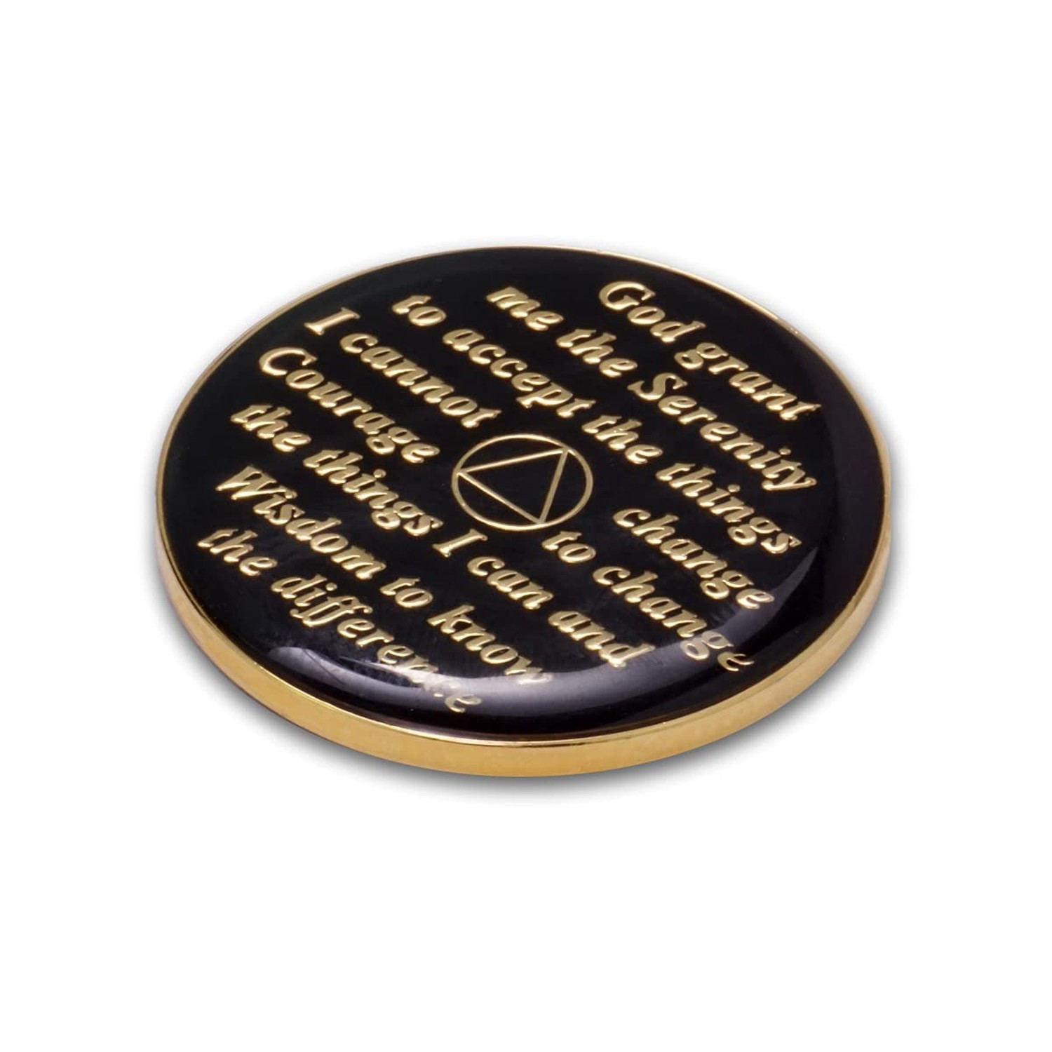 10 Year Sobriety Coin | Triplate AA Chip Recovery Anniversary Token (Black)