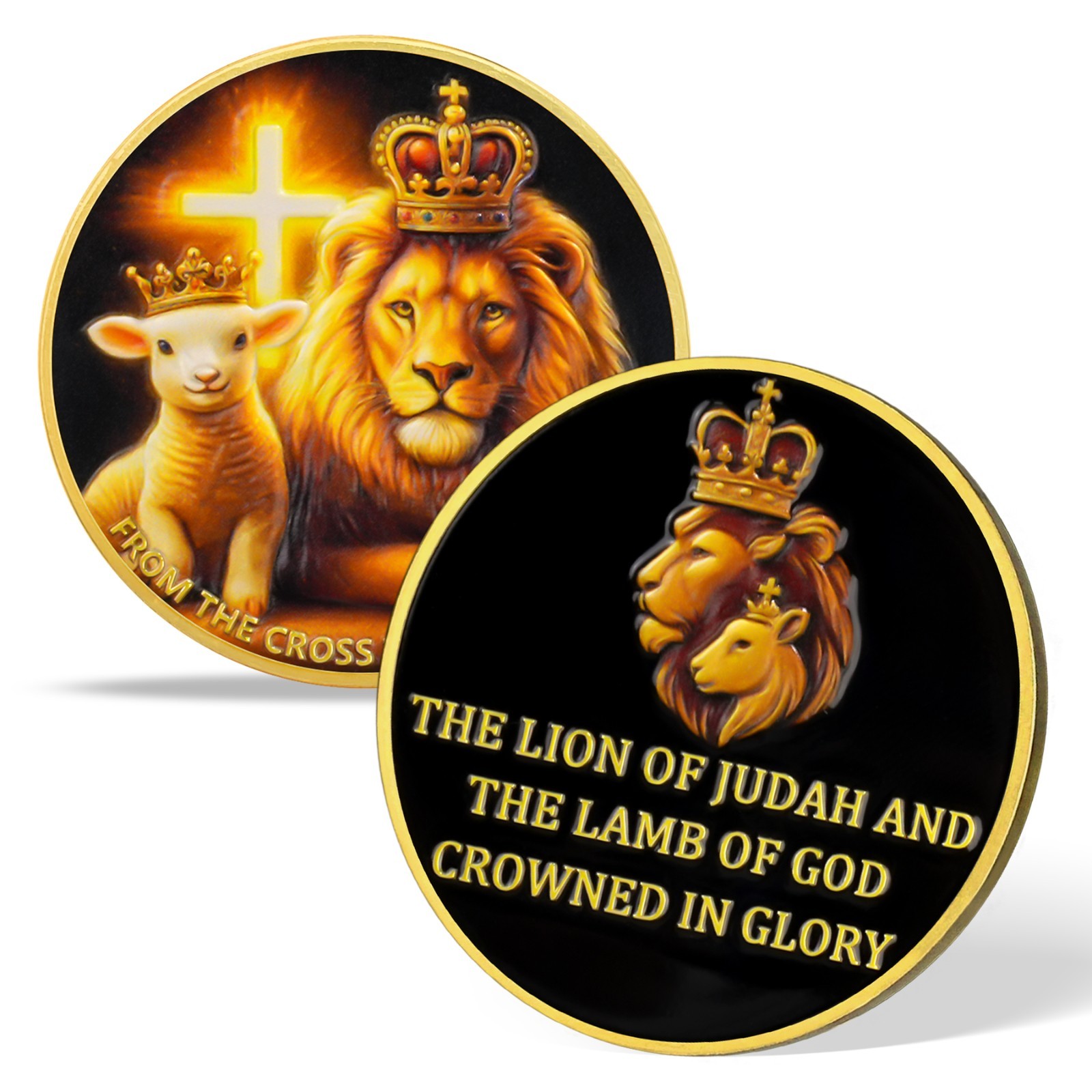 5pcs Christian Challenge Coin – Lion of Judah and Lamb Christianity Faith Gifts