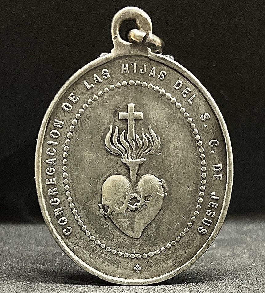 Spain 1900´ antique Daughters of Sacred Heart of Jesus silver catholic medal