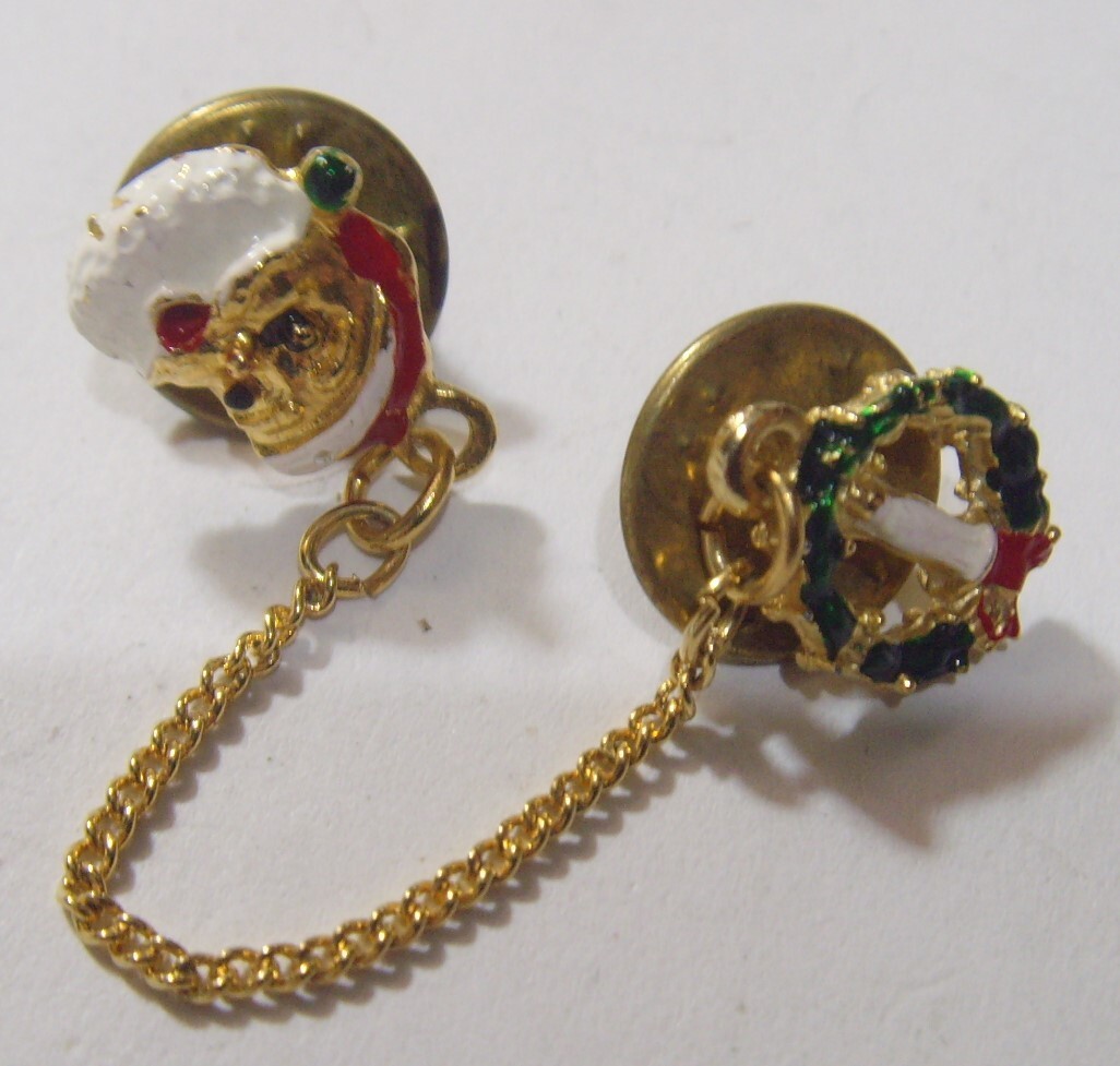 1950s antique Christmas religious Catholic Saint Mary Santa Clause pin set 53574