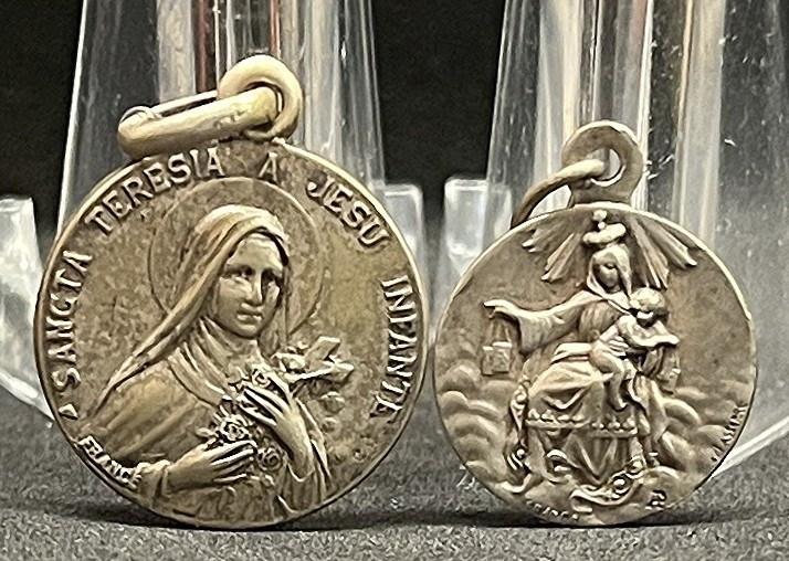 By Lasserre France antique lot 2 St Therese of Jesus, Mount Carmel, Sacred Heart