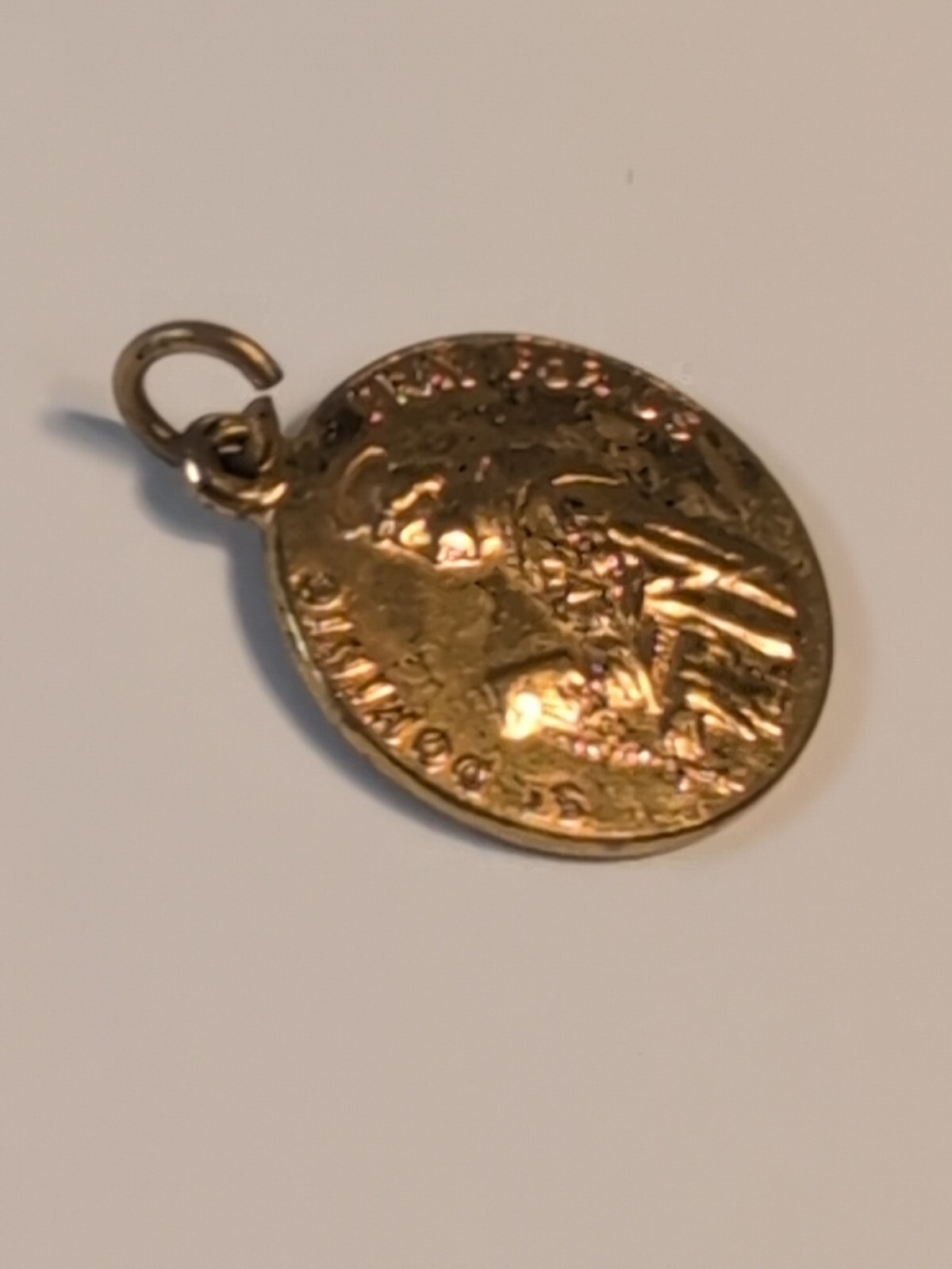 St. Dominic Queen of the Most Holy Rosary Medal Pendant Pray For Us Gold Tone