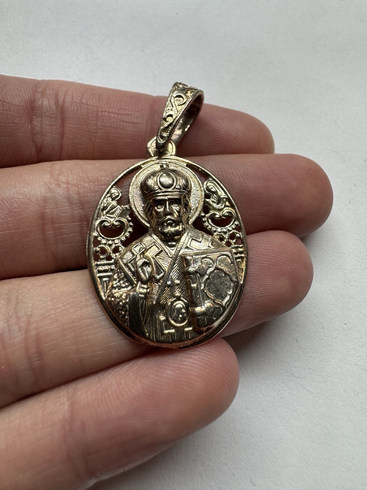 St Nicholas Orthodox Silver Pendant Icon Medal Christian Amulet 925 6.2g