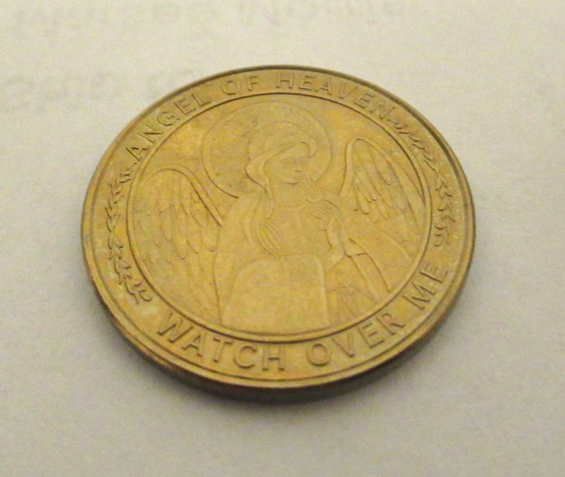 ANGEL OF HEAVEN “WATCH OVER ME” GOLD TONE COIN