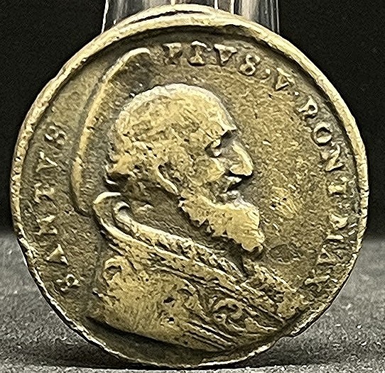 Italy Rome 1570´ ancient Regina Sacros Saint Pius V bronze amazing piece scarce