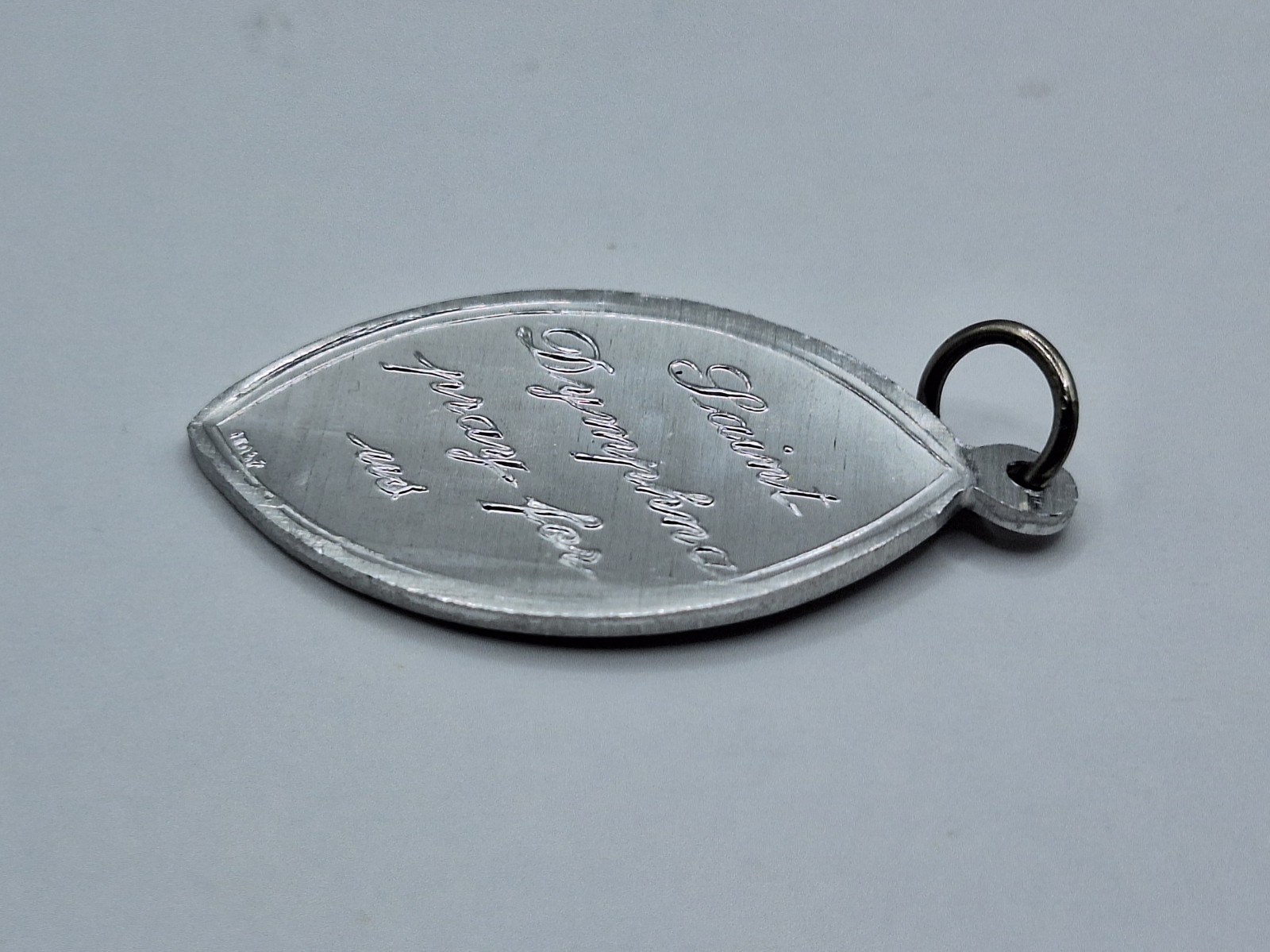 St Dymphna Pray for Us Medal Mental Health Silver Tone 1.25″ Made In Italy VGC