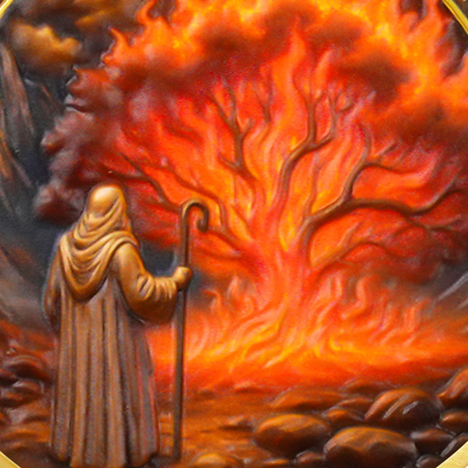 6pcs Christian Faith Coin Moses Holy Ground Burning Bush Exodus 3:5 Verse Tokens