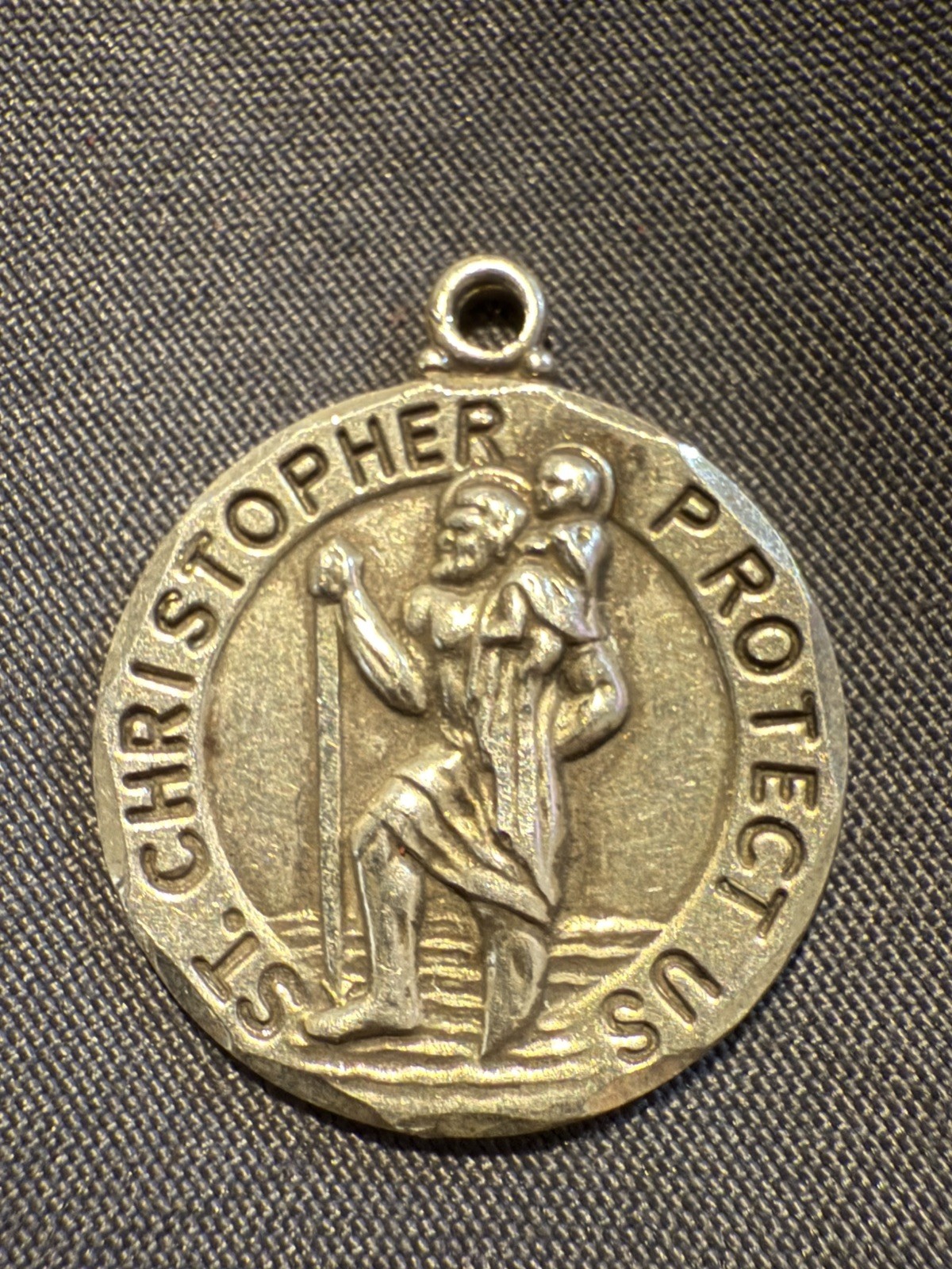 St Christopher Protect Us medal – H.F.B. Sterling Silver – 1 inch diameter