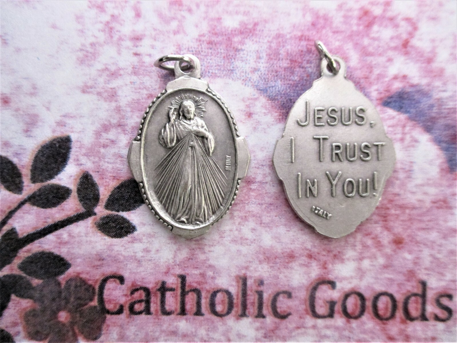 Divine Mercy – Jesus , I Trust in You – Ox Silver Tone Italian 1″ Medal OX41DME