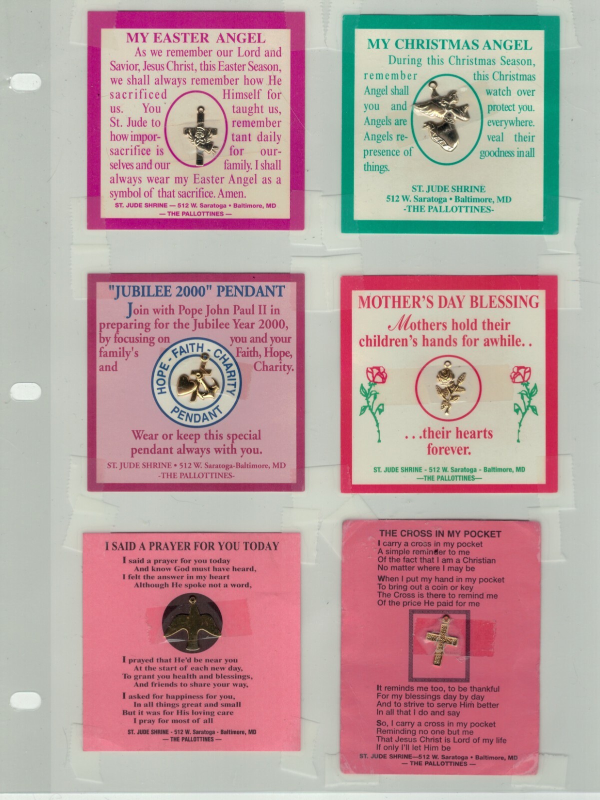 Collection of Catholic Tokens, Souvenirs, Charms, Brooches, ETC 1950s-2000s