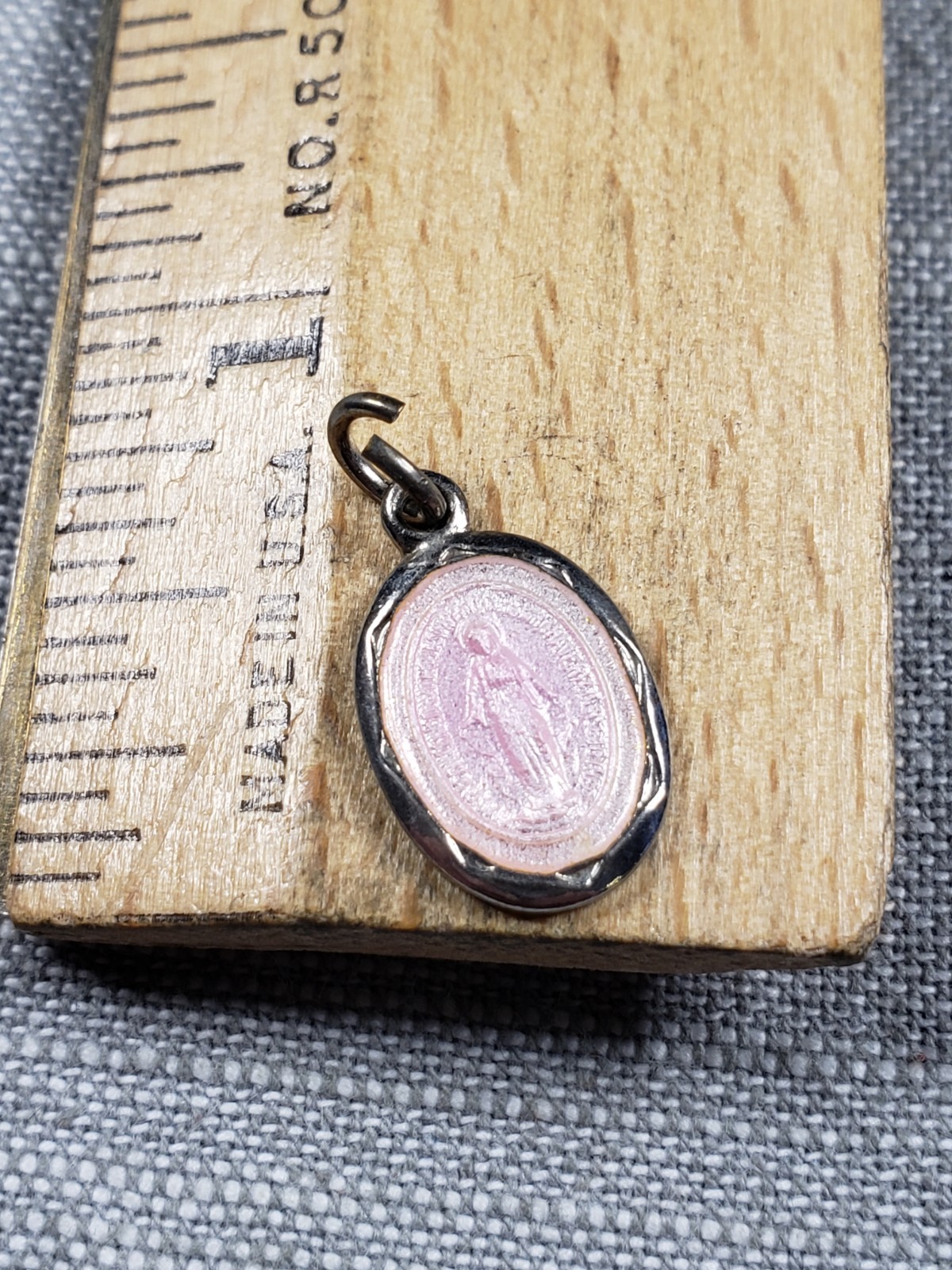 Vintage Pendant Medal Pink Miraculous Medal Christian Religious A96
