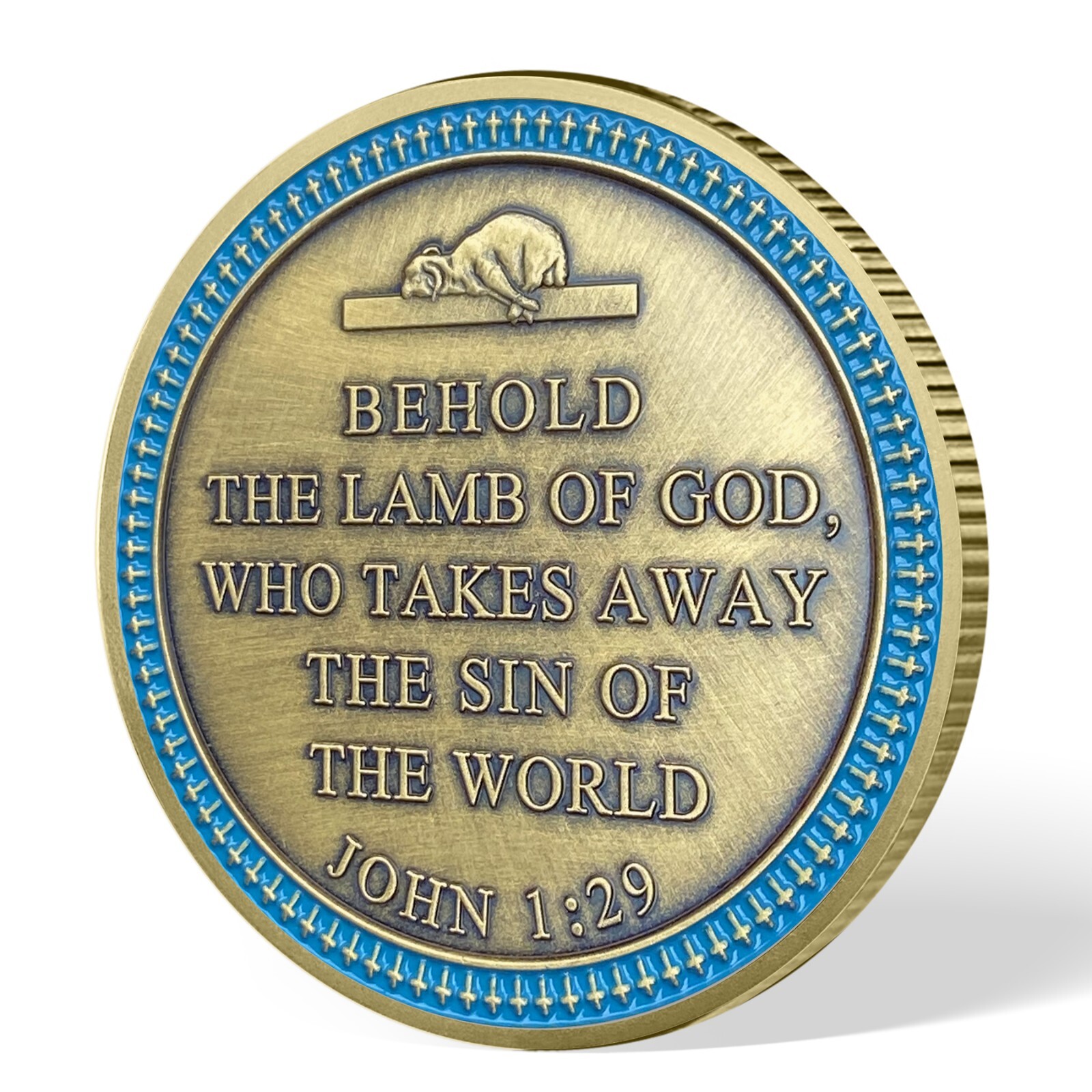 5pcs Lion Of Judah Challenge Coin Inspirational Christian John 1:29 Verse Token