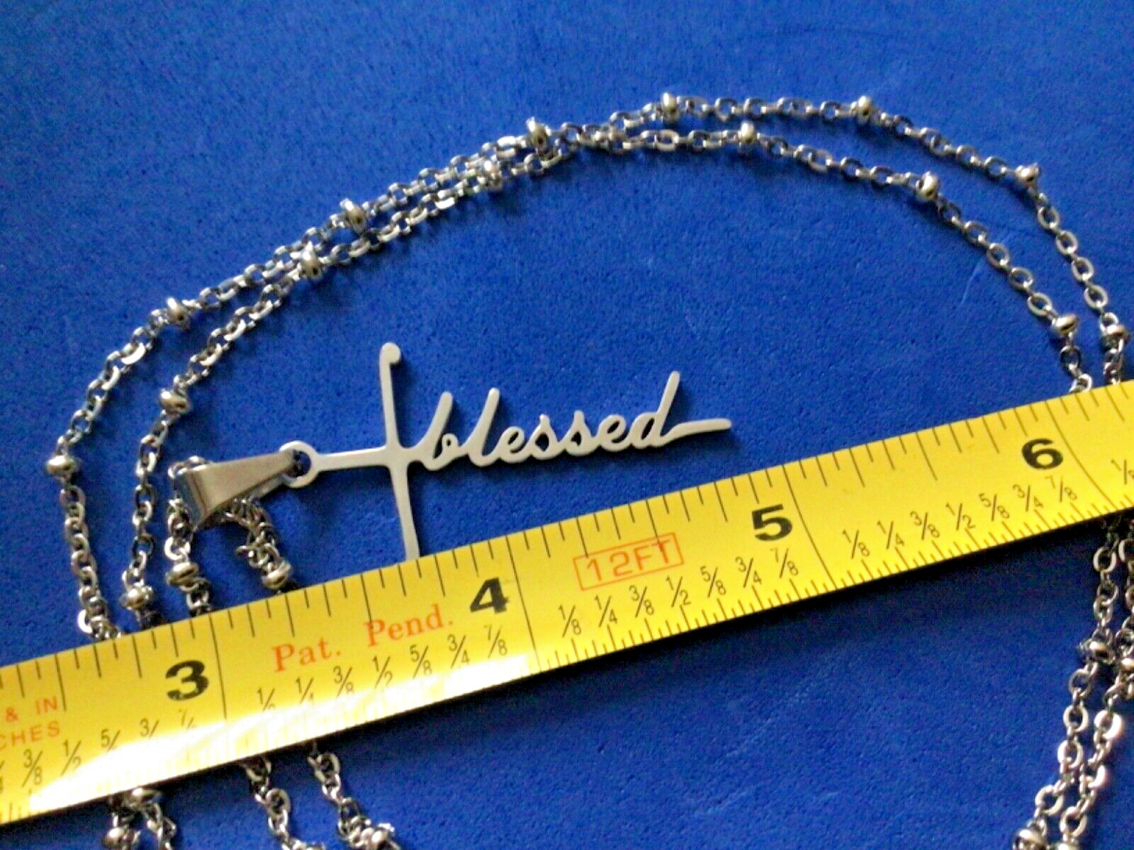 Solid Stainless Steel Blessed Cross Necklace Beaded Rosary Chain 30”