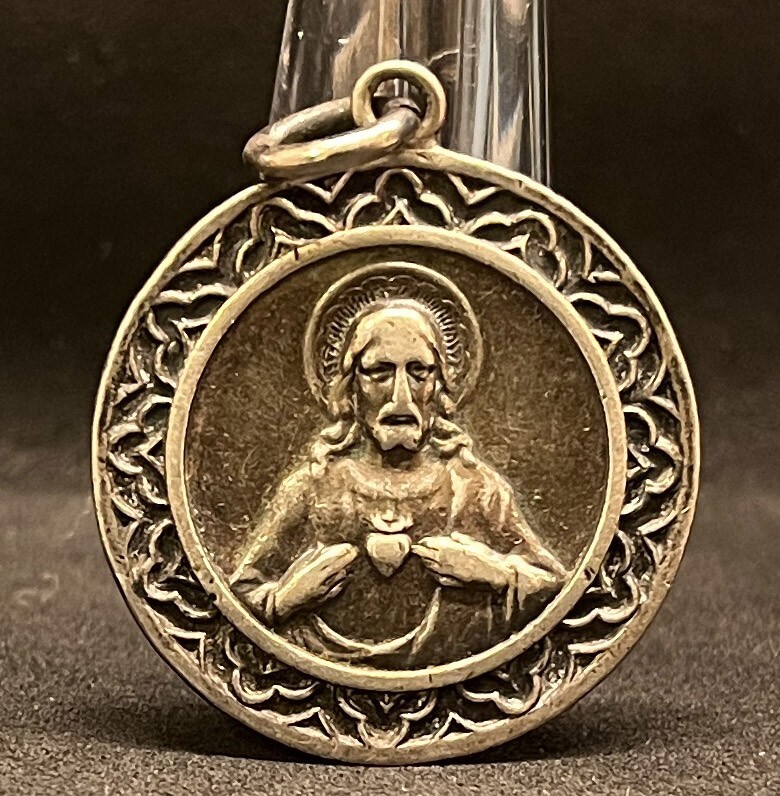 Argentina 1930´ Sacred Heart of Jesus Christ silver 900 Art Nouveau design medal