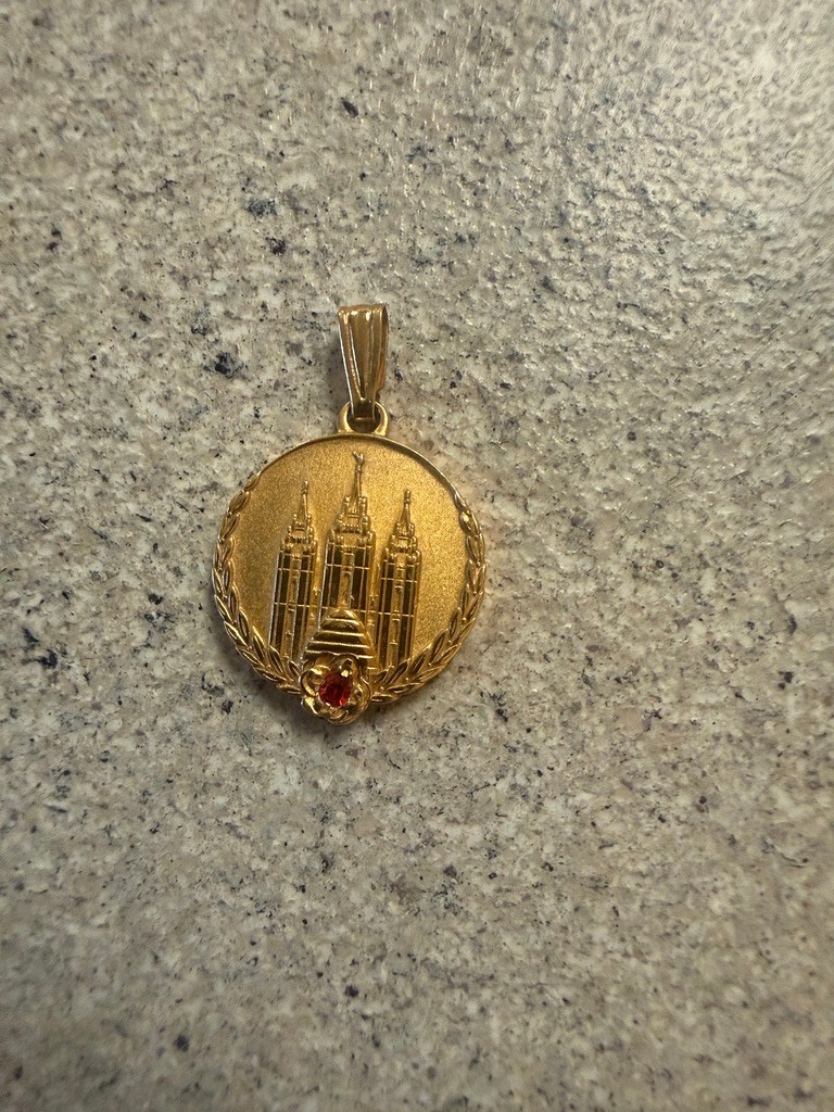 Personal Progress Medallion Young Women Womanhood Pendant Red Stone LDS Gold