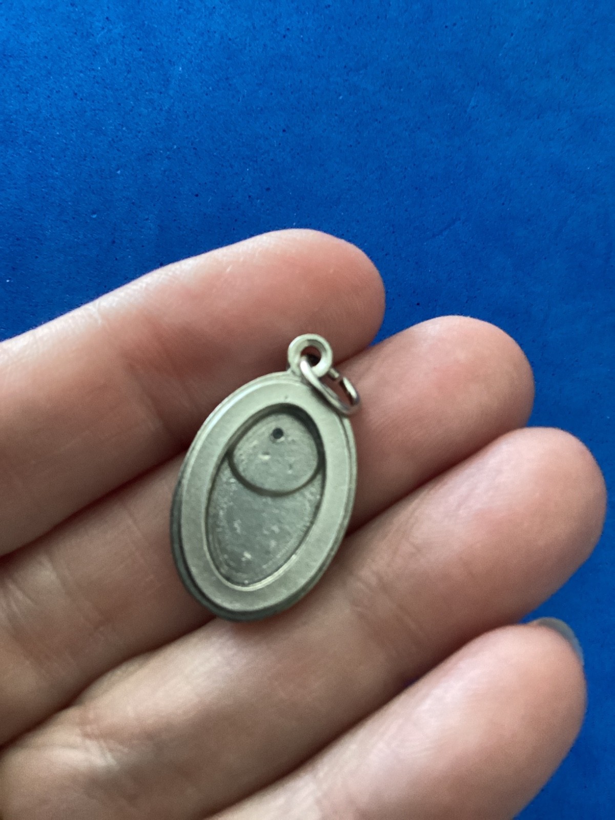 Our Lady of Lourdes Holy Water Saint Medal Blue Enamel 1-inch Italy