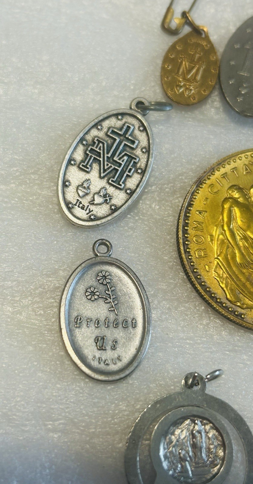Lot Catholic Medals Vintage 4 Way 10 Pcs Italy Pope John Paul II Saint Michael