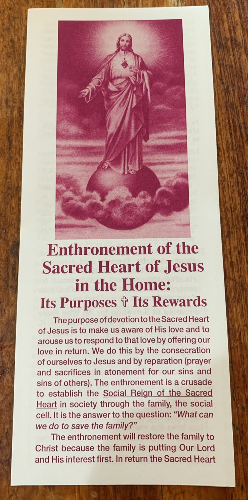 Lot Of 100 Catholic Brochures Enthronement Sacred Heart Jesus In The Home