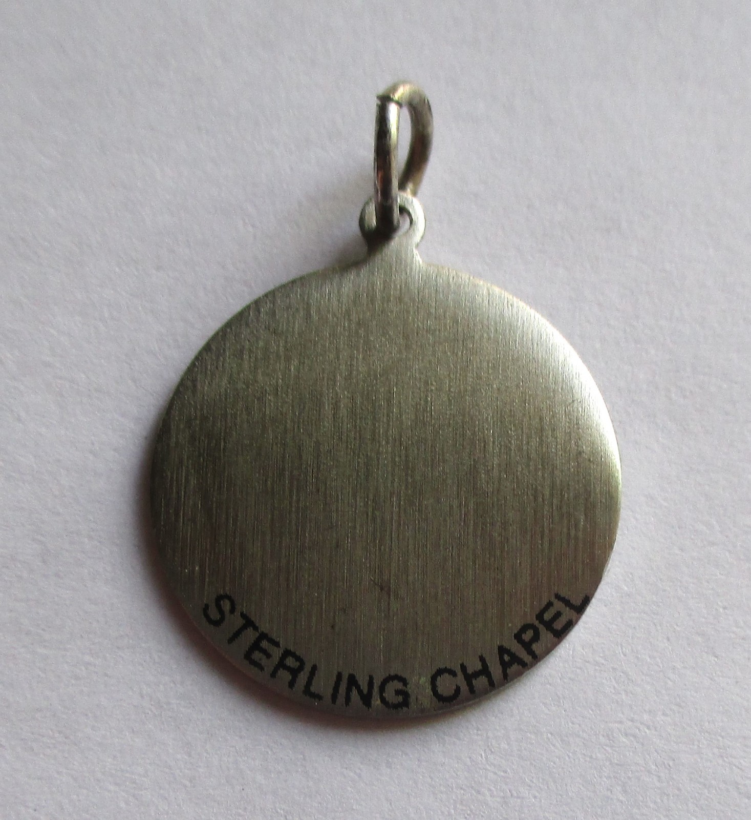 7/8in VINTAGE STERLING SILVER YELLOW ENAMEL SAINT CHRISTOPHER MEDAL PENDANT